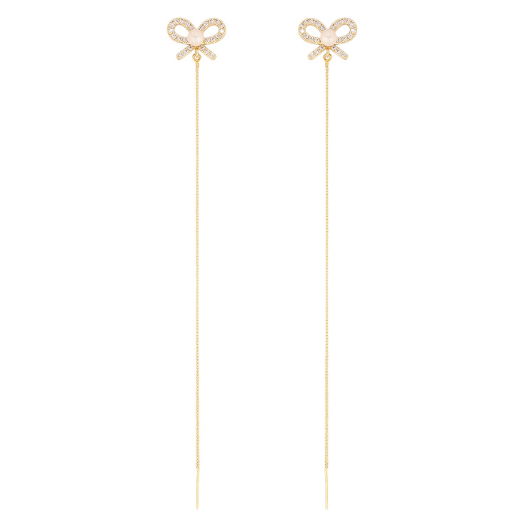 Серьги Xuping QQMM цвет Позолота 14K пусеты "Бантики с подвесками цепочками" фото №12 Серьги Xuping QQMM цвет Позолота 14K пусеты "Бантики с подвесками цепочками" фото №12