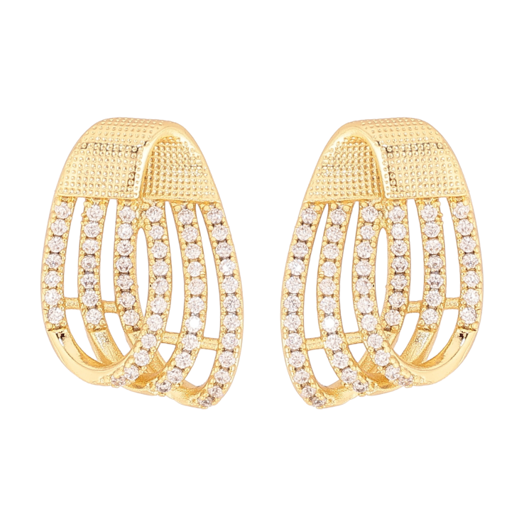 Серьги Xuping QQMM цвет Позолота 14K пусеты "Декоративные петельки с цирконием" узор на одну сторону фото №20 Серьги Xuping QQMM цвет Позолота 14K пусеты "Декоративные петельки с цирконием" узор на одну сторону фото №20
