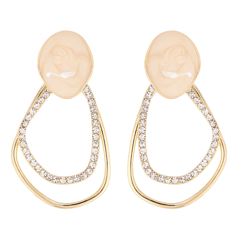 Сережки Xuping QQMM колір Позолота 14K пусети "Фігурні петельки з цирконієм та перламутровим фарбуванням" фото №16