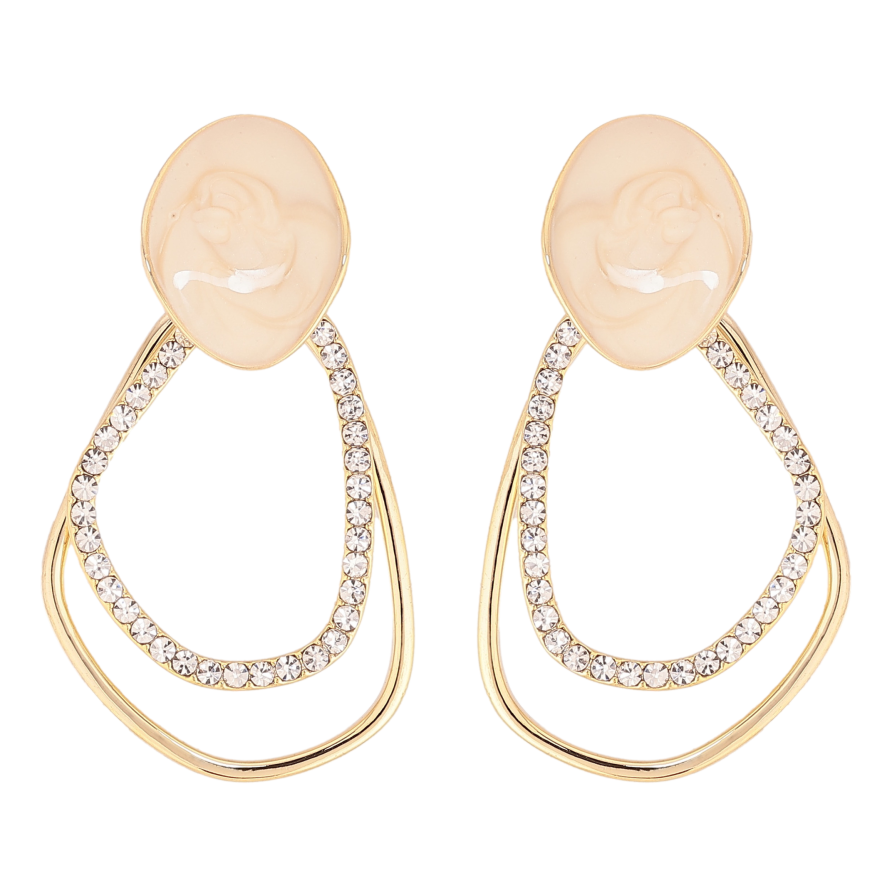 Серьги Xuping QQMM цвет Позолота 14K пусеты "Фигурные петельки с цирконием и перламутровой прокраской" фото №1 Серьги Xuping QQMM цвет Позолота 14K пусеты "Фигурные петельки с цирконием и перламутровой прокраской" фото №1