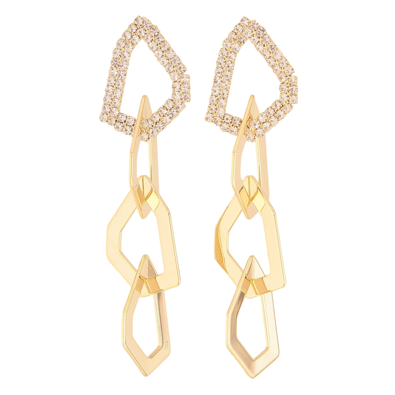 Серьги Xuping QQMM цвет Позолота 14K пусеты "Фигурные подвески" узор на одну фото №5