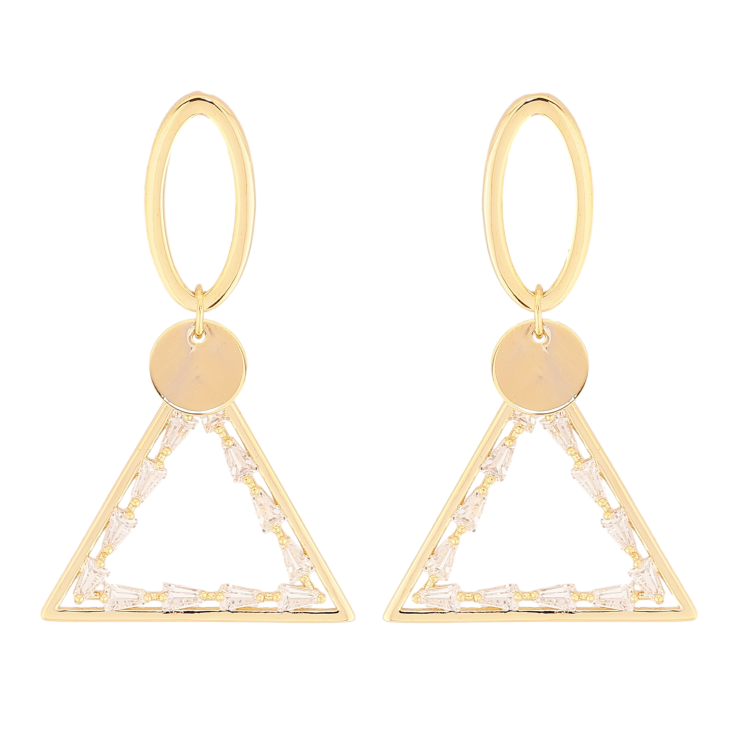 Серьги Xuping QQMM цвет Позолота 14K пусеты "Треугольные подвески с кристаллами" фото №22
