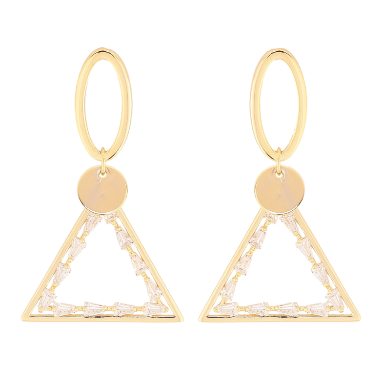Сережки Xuping QQMM колір Позолота 14K пусети "Трикутні підвіски з кристалами" фото №19