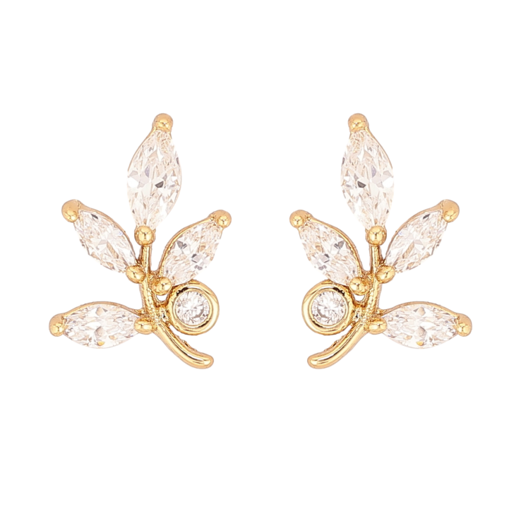 Серьги Xuping QQMM цвет Позолота 14K пусеты "Кристальные веточки" фото №5
