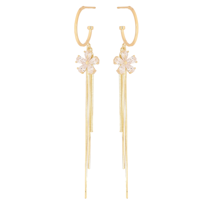 Серьги Xuping QQMM цвет Позолота 14K пусеты "Кристальные цветочки на дугах" фото №11 Серьги Xuping QQMM цвет Позолота 14K пусеты "Кристальные цветочки на дугах" фото №11