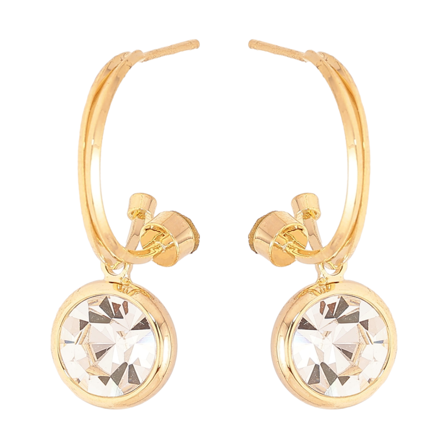Сережки Xuping QQMM колір Позолота 14K пусети "Кристали на дужках" фото №1 Сережки Xuping QQMM колір Позолота 14K пусети "Кристали на дужках" фото №1