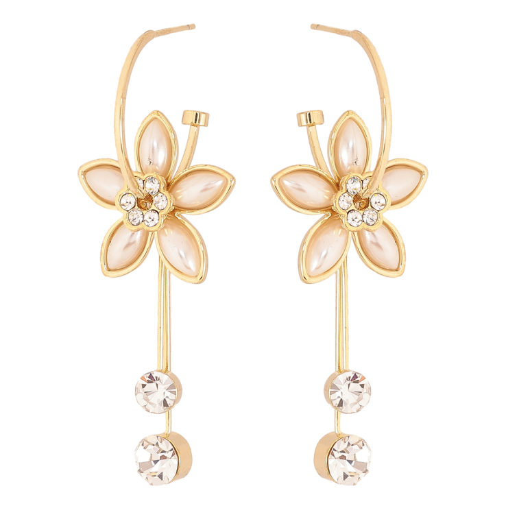 Серьги Xuping QQMM цвет Позолота 14K пусеты "Цветочное совершенство" фото №16