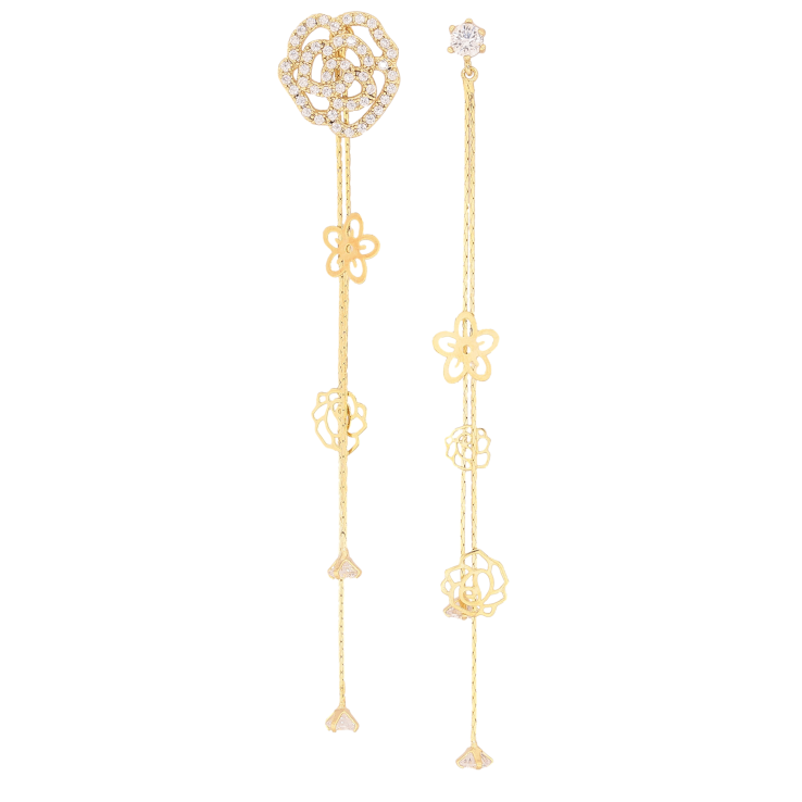 Серьги Xuping QQMM цвет Позолота 14K пусеты "Ассиметричные цветочные подвески" фото №10 Серьги Xuping QQMM цвет Позолота 14K пусеты "Ассиметричные цветочные подвески" фото №10