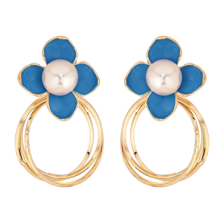 Сережки Xuping QQMM колір Позолота 14K пусети "Квіточки з колечками" фото №3