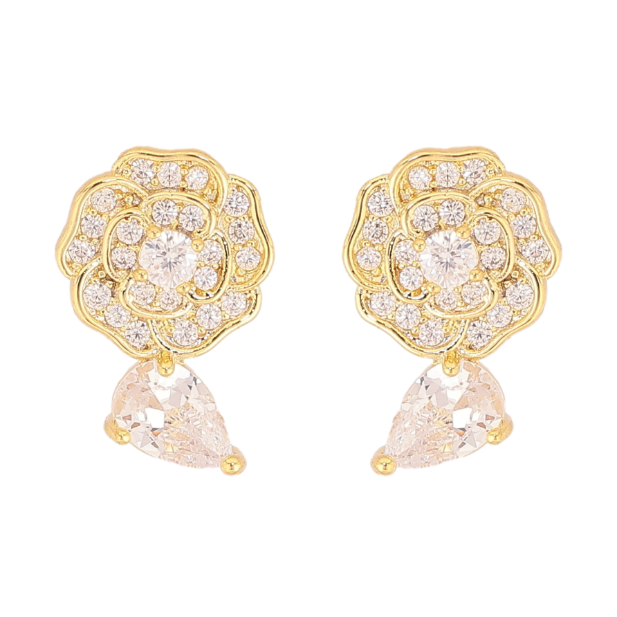 Серьги Xuping QQMM цвет Позолота 14K пусеты "Цветочки с кристаллами" фото №1 Серьги Xuping QQMM цвет Позолота 14K пусеты "Цветочки с кристаллами" фото №1