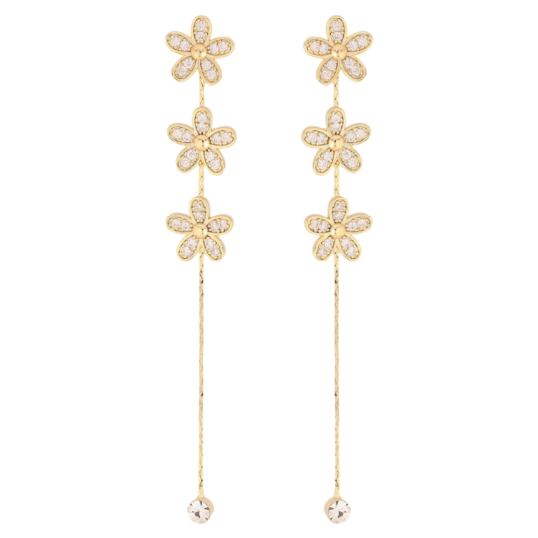 Сережки Xuping QQMM колір Позолота 14K пусети "Квіткові підвіски" фото №17 Сережки Xuping QQMM колір Позолота 14K пусети "Квіткові підвіски" фото №17