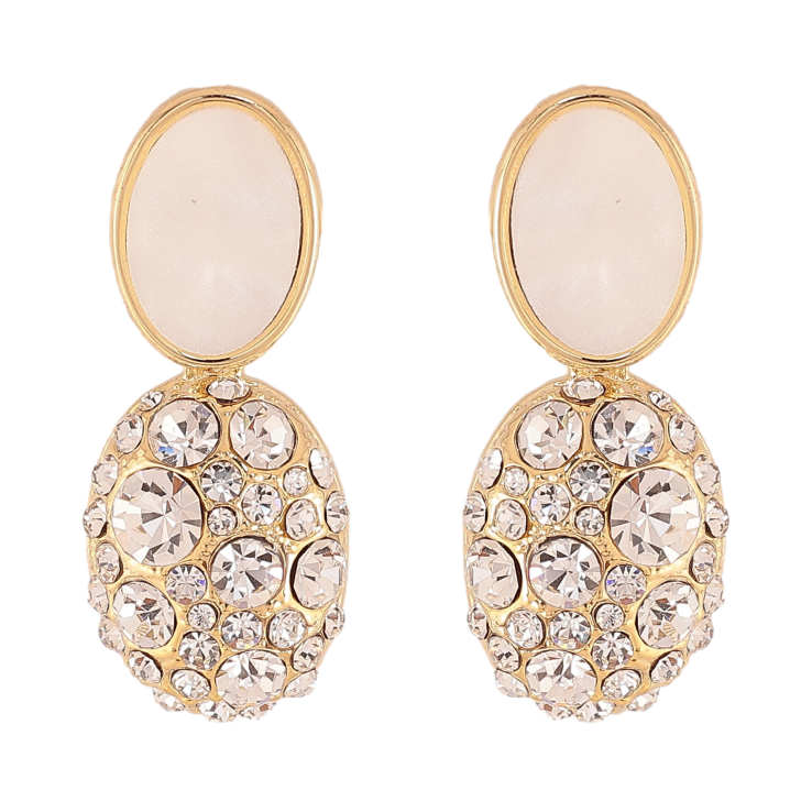Серьги Xuping QQMM цвет Позолота 14K пусеты "Овальные подвески с кристаллами" фото №13
