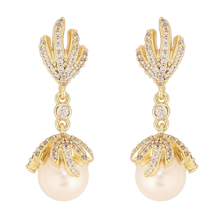 Сережки Xuping QQMM колір Позолота 14K пусети "Перлинні бутони" фото №1 Сережки Xuping QQMM колір Позолота 14K пусети "Перлинні бутони" фото №1