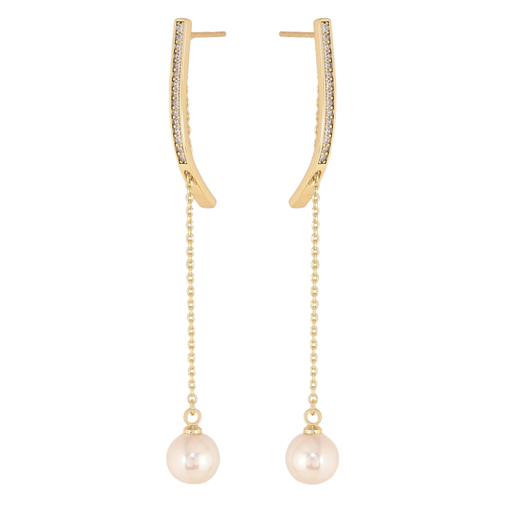 Серьги Xuping QQMM цвет Позолота 14K пусеты "Жемчужные подвески" фото №25