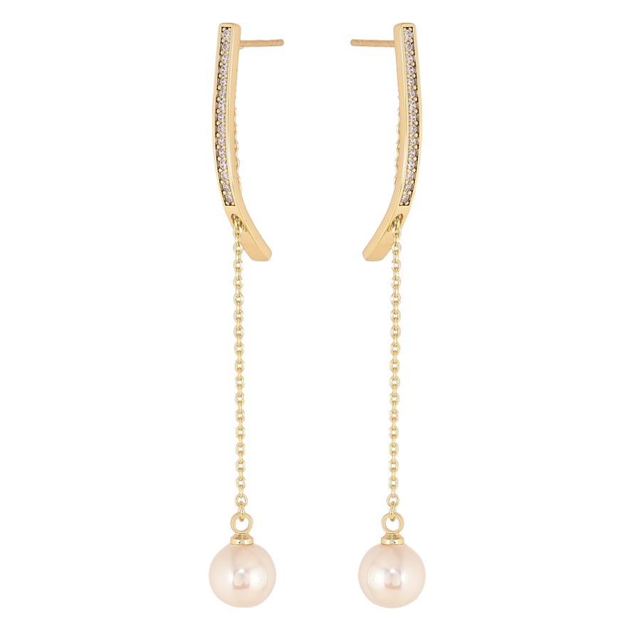 Сережки Xuping QQMM колір Позолота 14K пусети "Перлинні підвіски" фото №1 Сережки Xuping QQMM колір Позолота 14K пусети "Перлинні підвіски" фото №1