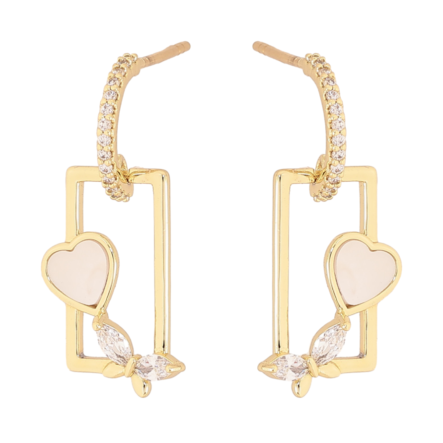 Серьги Xuping QQMM цвет Позолота 14K пусеты "Прямоугольные подвески с романтическим узором" фото №1