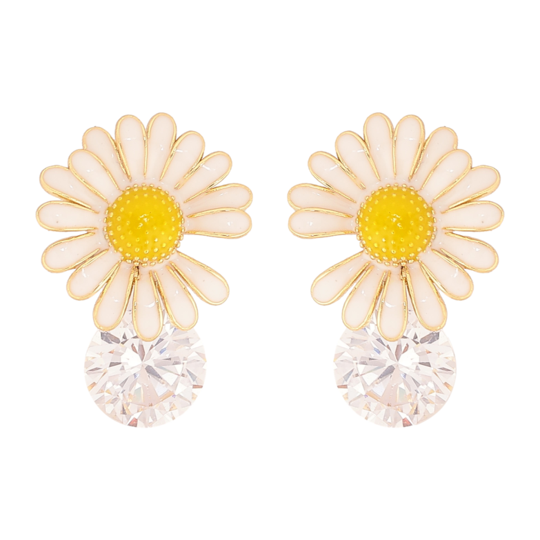 Серьги Xuping QQMM цвет Позолота 14K пусеты "Ромашки с кристаллами" фото №20