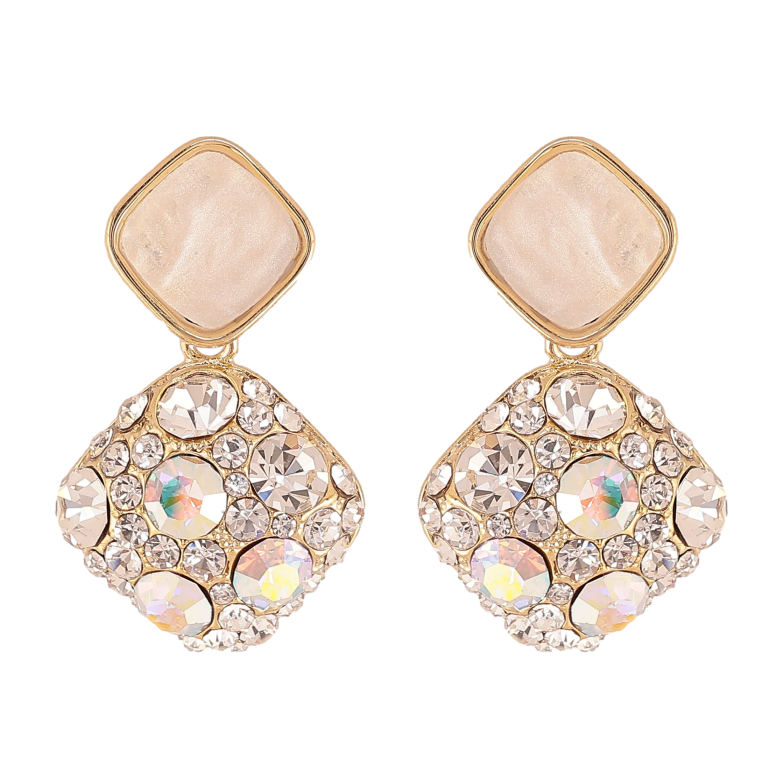 Сережки Xuping QQMM колір Позолота 14K пусети "Ромбові підвіски з кристалами" фото №12