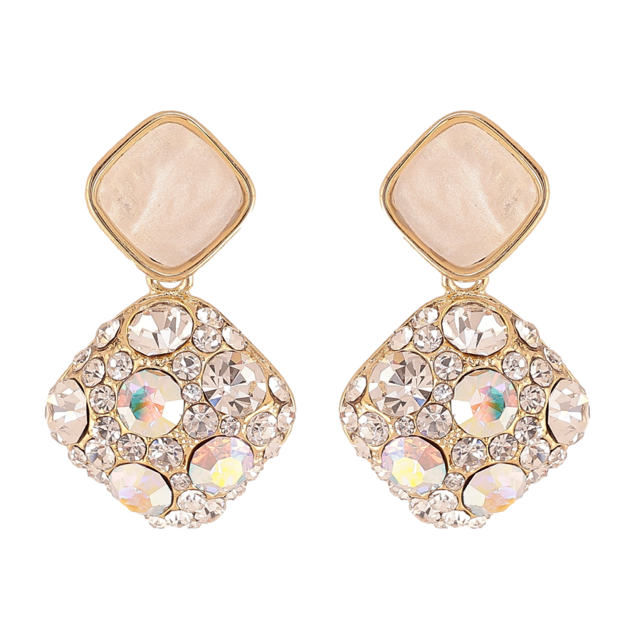 Серьги Xuping QQMM цвет Позолота 14K пусеты "Ромбовые подвески с кристаллами" фото №1