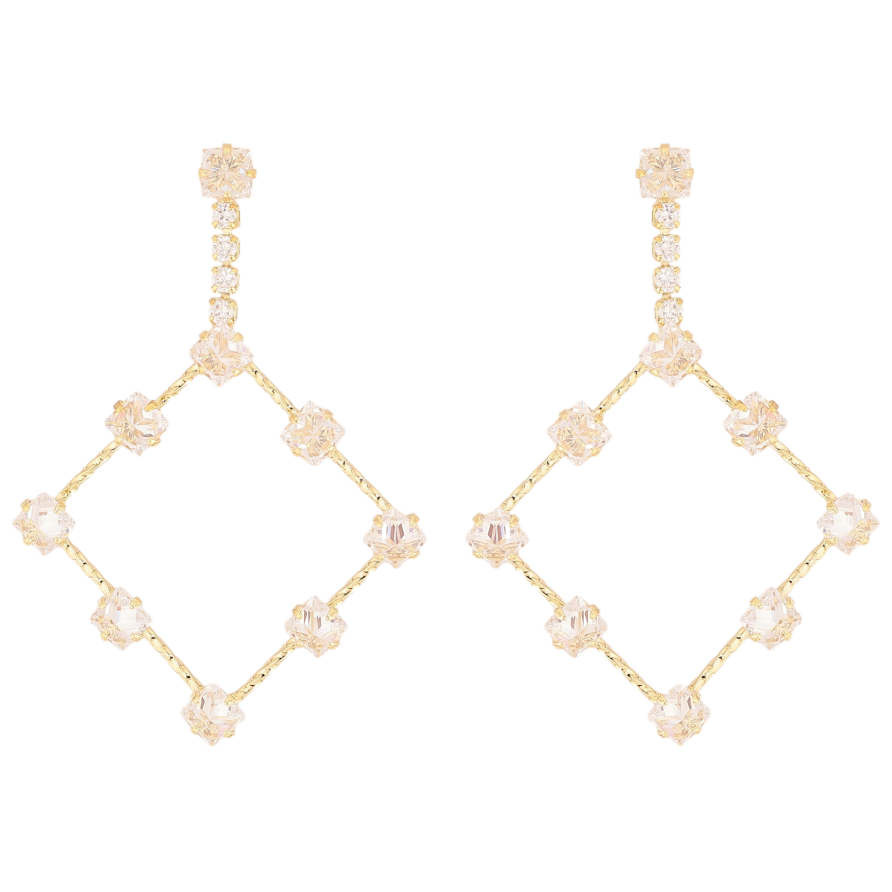 Сережки Xuping QQMM колір Позолота 14K пусети "Ромбові підвіски з кристалами" фото №1 Сережки Xuping QQMM колір Позолота 14K пусети "Ромбові підвіски з кристалами" фото №1