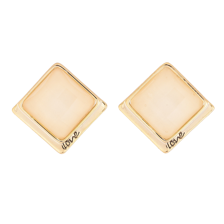 Сережки Xuping QQMM колір Позолота 14K пусети "Ромби Love" 17х17мм фото №3 Сережки Xuping QQMM колір Позолота 14K пусети "Ромби Love" 17х17мм фото №3