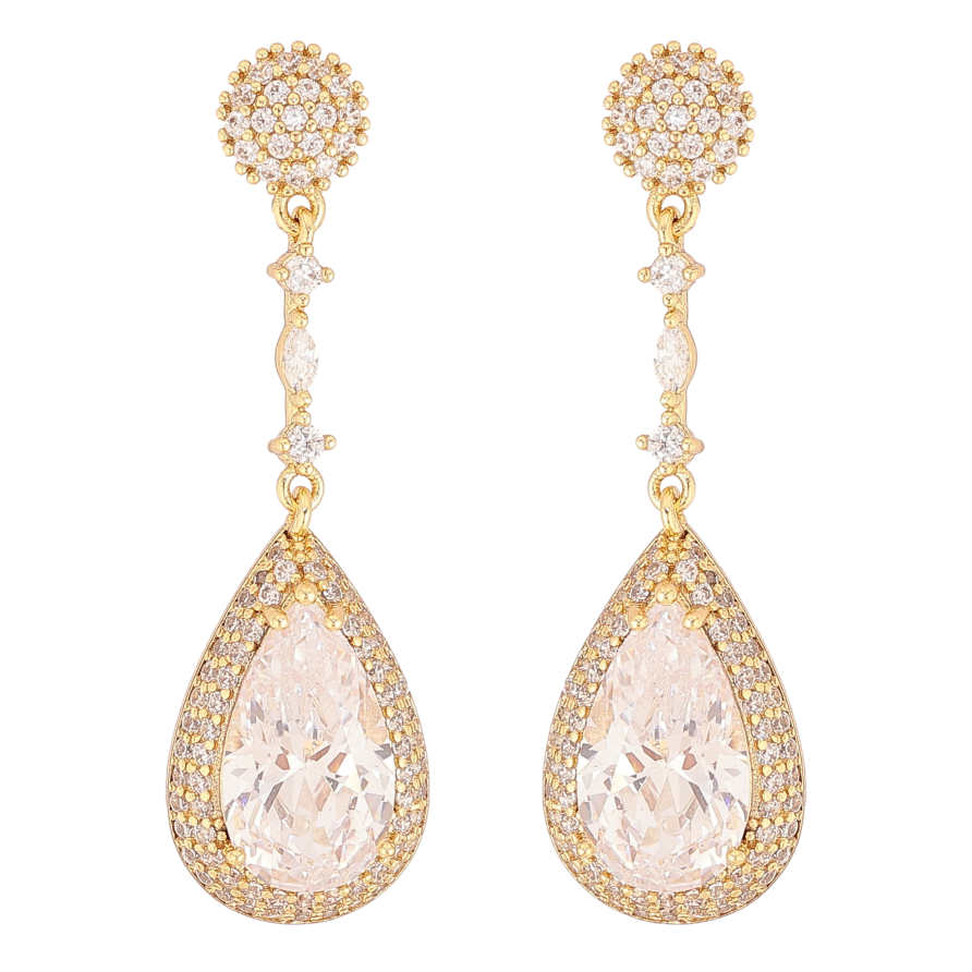Сережки Xuping QQMM колір Позолота 14K пусети "Розкішні кристальні крапельки" фото №1 Сережки Xuping QQMM колір Позолота 14K пусети "Розкішні кристальні крапельки" фото №1