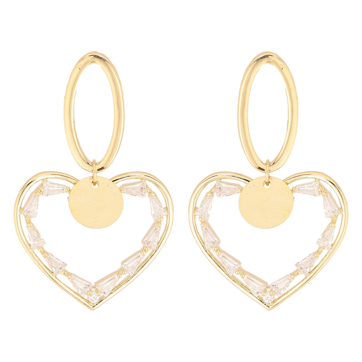 Серьги Xuping QQMM цвет Позолота 14K пусеты "Сердечки с кристаллами" фото №17