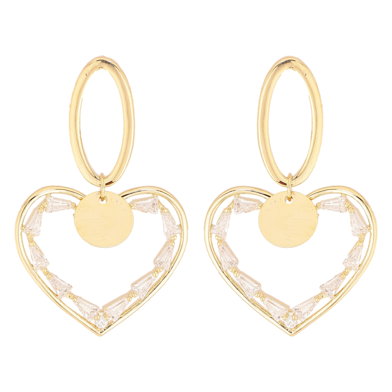 Сережки Xuping QQMM колір Позолота 14K пусети "Сердечки з кристалами" фото №1