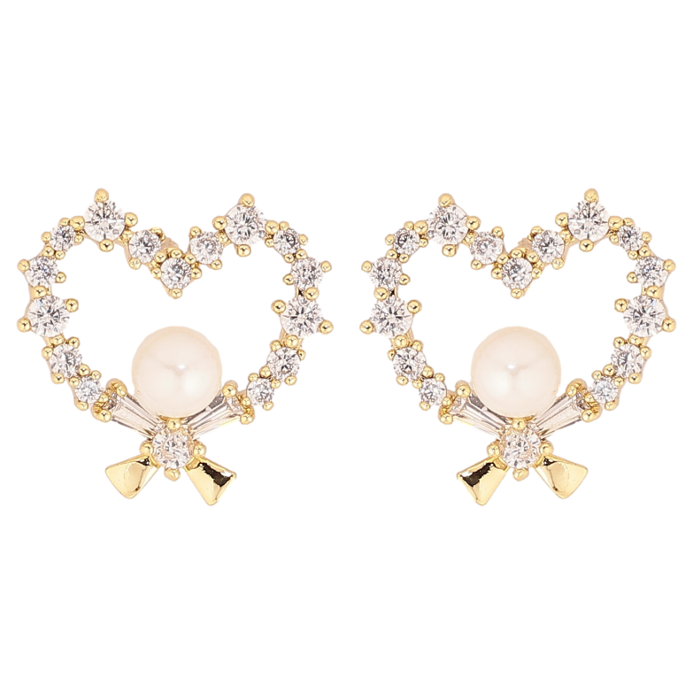Сережки Xuping QQMM цвет Позолота 14K пусети "Сердечки з кристалами та перлами" фото №17 Сережки Xuping QQMM цвет Позолота 14K пусети "Сердечки з кристалами та перлами" фото №17