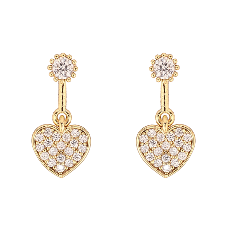 Серьги Xuping QQMM цвет Позолота 14K пусеты "Сердечки с кристаллами" фото №13