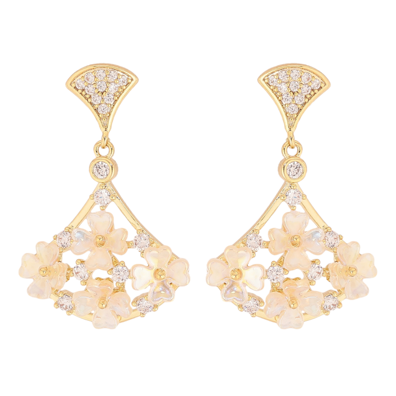 Сережки Xuping QQMM колір Позолота 14K пусети "Віяло з квітковим орнаментом" фото №17 Сережки Xuping QQMM колір Позолота 14K пусети "Віяло з квітковим орнаментом" фото №17