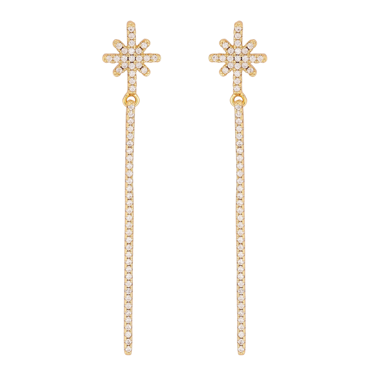 Серьги Xuping QQMM цвет Позолота 14K пусеты "Звезды с подвесками" фото №21