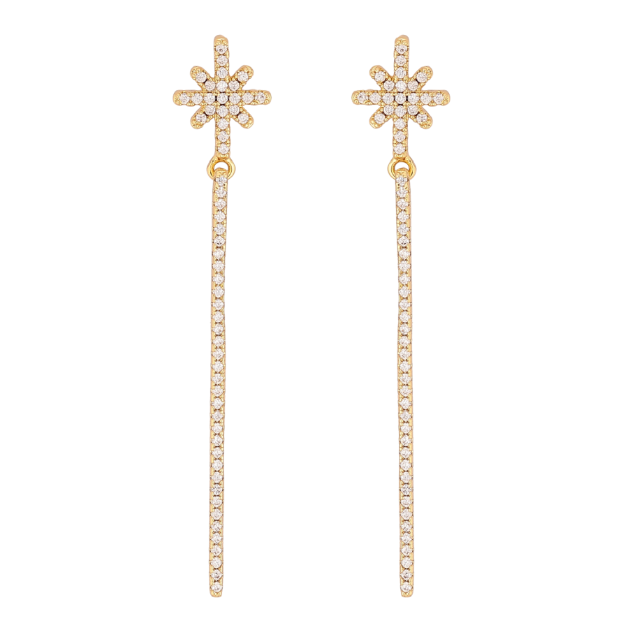 Серьги Xuping QQMM цвет Позолота 14K пусеты "Звезды с подвесками" фото №1 Серьги Xuping QQMM цвет Позолота 14K пусеты "Звезды с подвесками" фото №1