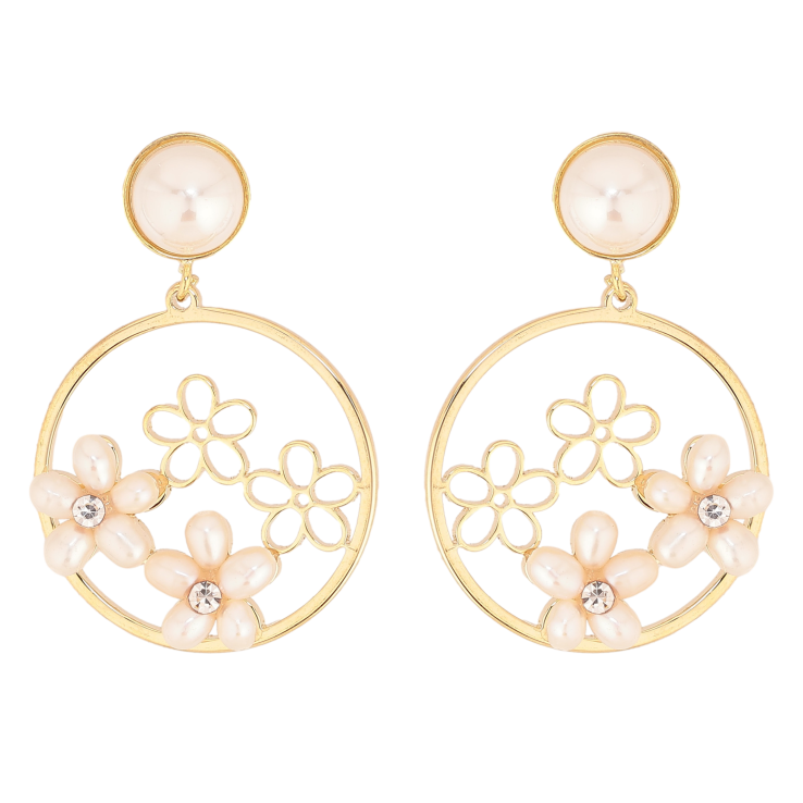 Серьги Xuping QQMM цвет Позолота 14K пусеты "Кольца с цветочным узором" фото №24