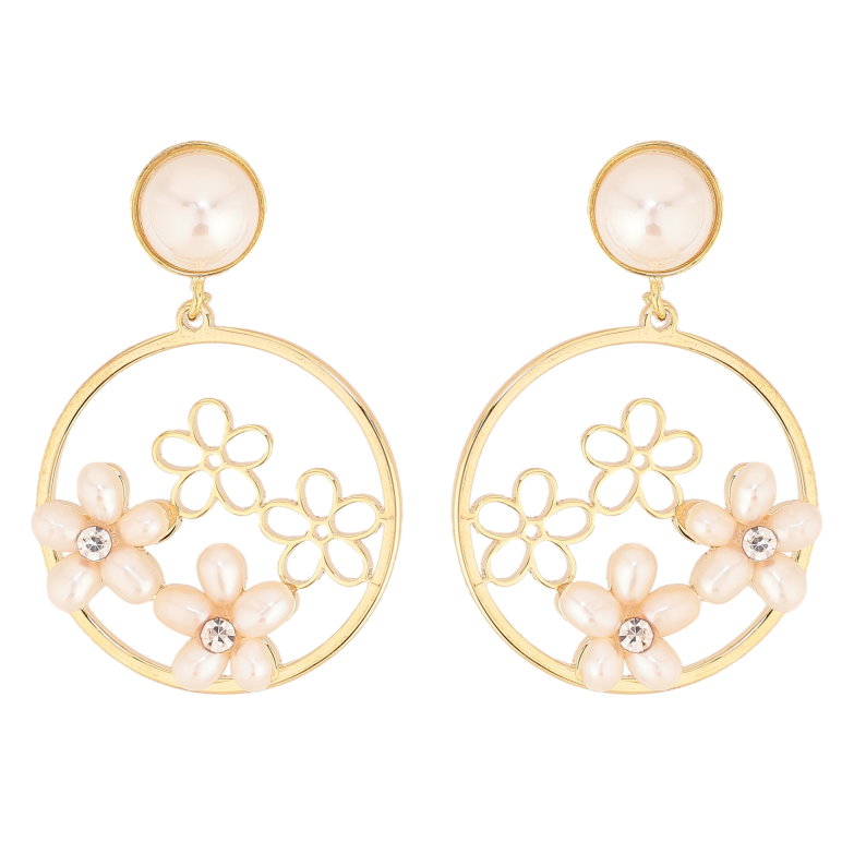 Серьги Xuping QQMM цвет Позолота 14K пусеты "Кольца с цветочным узором" фото №1 Серьги Xuping QQMM цвет Позолота 14K пусеты "Кольца с цветочным узором" фото №1