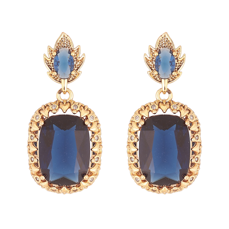 Сережки Xuping QQMM колір Позолота 18K пусети "Підвіски з синіми кристалами" фото №7