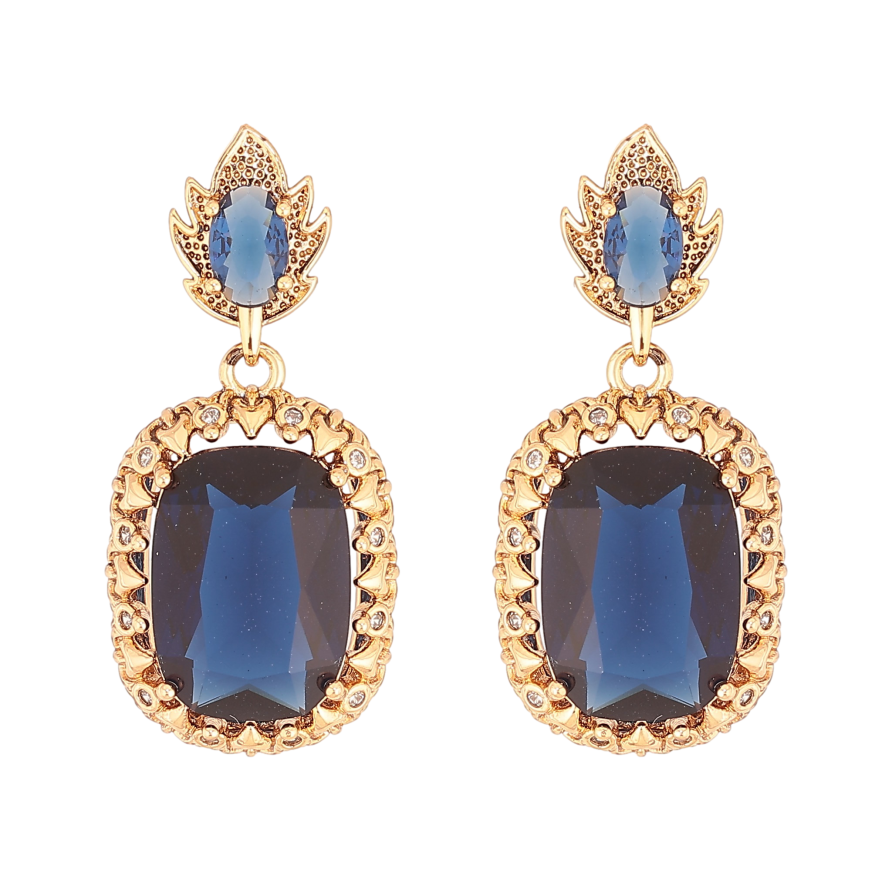Сережки Xuping QQMM колір Позолота 18K пусети "Підвіски з синіми кристалами" фото №1