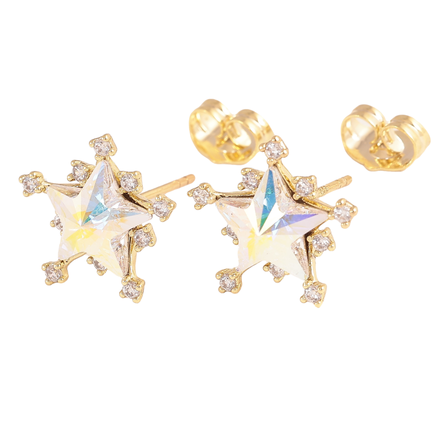 Серьги Xuping QQMM цвет 14K с кристаллами Swarovski пусеты "Кристальные звезды АВ" фото №1 Серьги Xuping QQMM цвет 14K с кристаллами Swarovski пусеты "Кристальные звезды АВ" фото №1