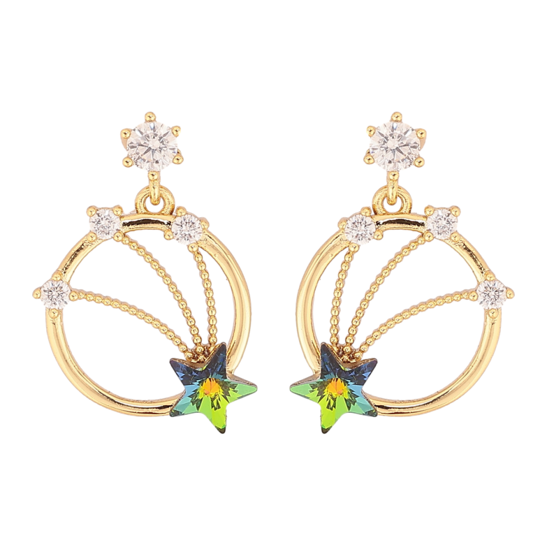 Серьги Xuping QQMM цвет 14K с кристаллами Swarovski пусеты "Подвески с кристаллами Vitrail Medium" фото №1