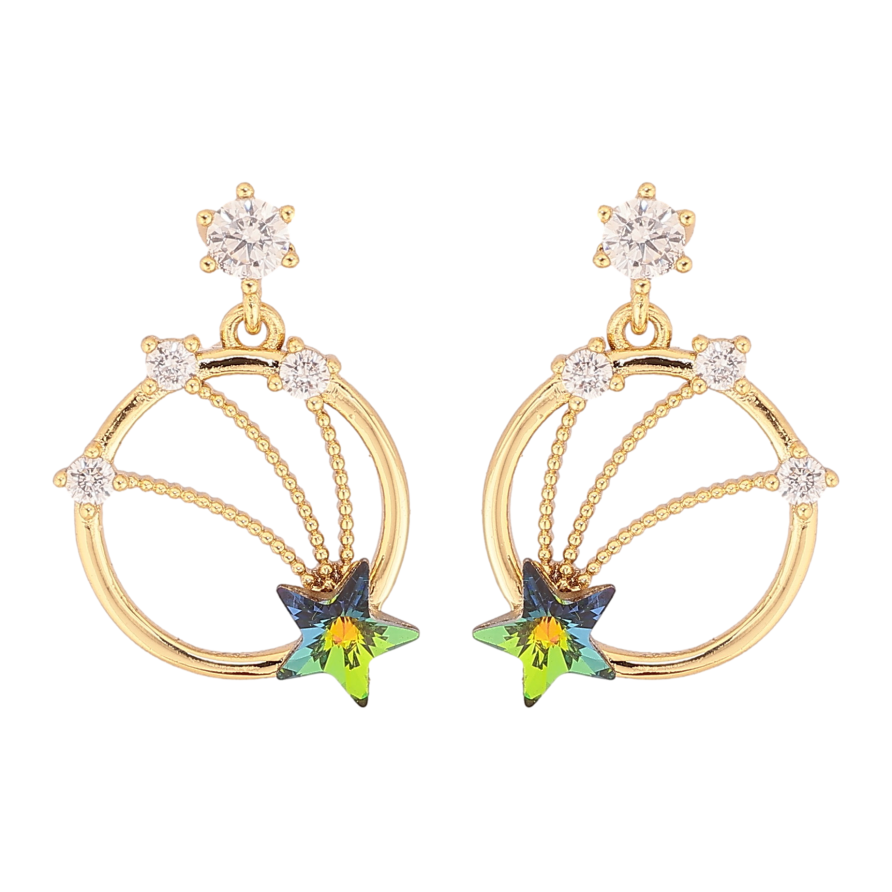 Серьги Xuping QQMM цвет 14K с кристаллами Swarovski пусеты "Подвески с кристаллами Vitrail Medium" фото №1