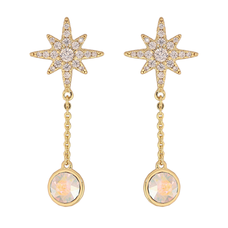 Серьги Xuping QQMM цвет 14K с кристаллами Swarovski пусеты "Звезды с кр-ллами АВ" фото №11
