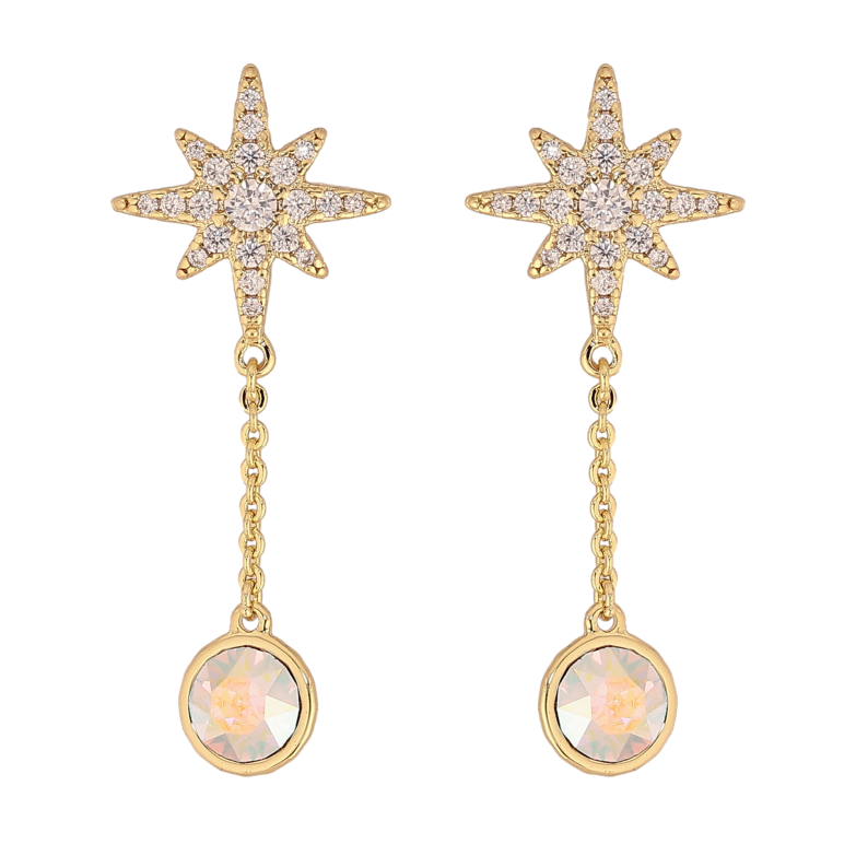 Серьги Xuping QQMM цвет 14K с кристаллами Swarovski пусеты "Звезды с кр-ллами АВ" фото №2 Серьги Xuping QQMM цвет 14K с кристаллами Swarovski пусеты "Звезды с кр-ллами АВ" фото №2