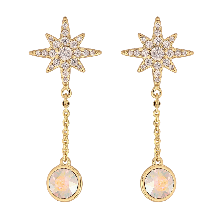 Серьги Xuping QQMM цвет 14K с кристаллами Swarovski пусеты "Звезды с кр-ллами АВ" фото №1 Серьги Xuping QQMM цвет 14K с кристаллами Swarovski пусеты "Звезды с кр-ллами АВ" фото №1