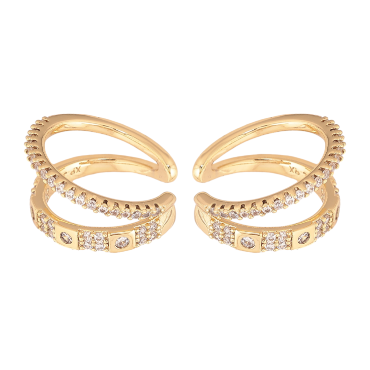 Серьги Xuping цвет Позолота 14K каффы "Узор с кристаллами" фото №7 Серьги Xuping цвет Позолота 14K каффы "Узор с кристаллами" фото №7