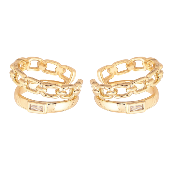 Серьги Xuping цвет Позолота 14K каффы "Узор цепочка" фото №9 Серьги Xuping цвет Позолота 14K каффы "Узор цепочка" фото №9