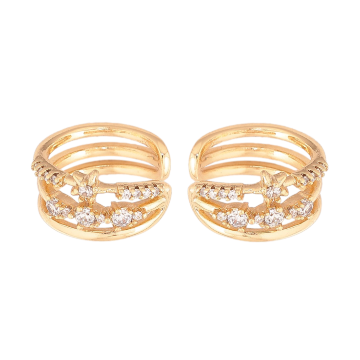 Серьги Xuping цвет Позолота 14K каффы "Узор с кристаллами" фото №5 Серьги Xuping цвет Позолота 14K каффы "Узор с кристаллами" фото №5
