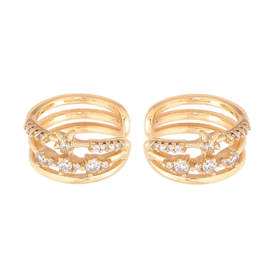 Серьги Xuping цвет Позолота 14K каффы "Узор с кристаллами" фото №1 Серьги Xuping цвет Позолота 14K каффы "Узор с кристаллами" фото №1