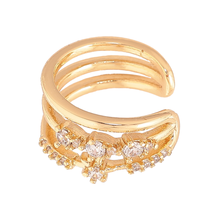 Серьги Xuping цвет Позолота 14K моно-каффа "Узор с кристаллами" На левое ухо фото №18