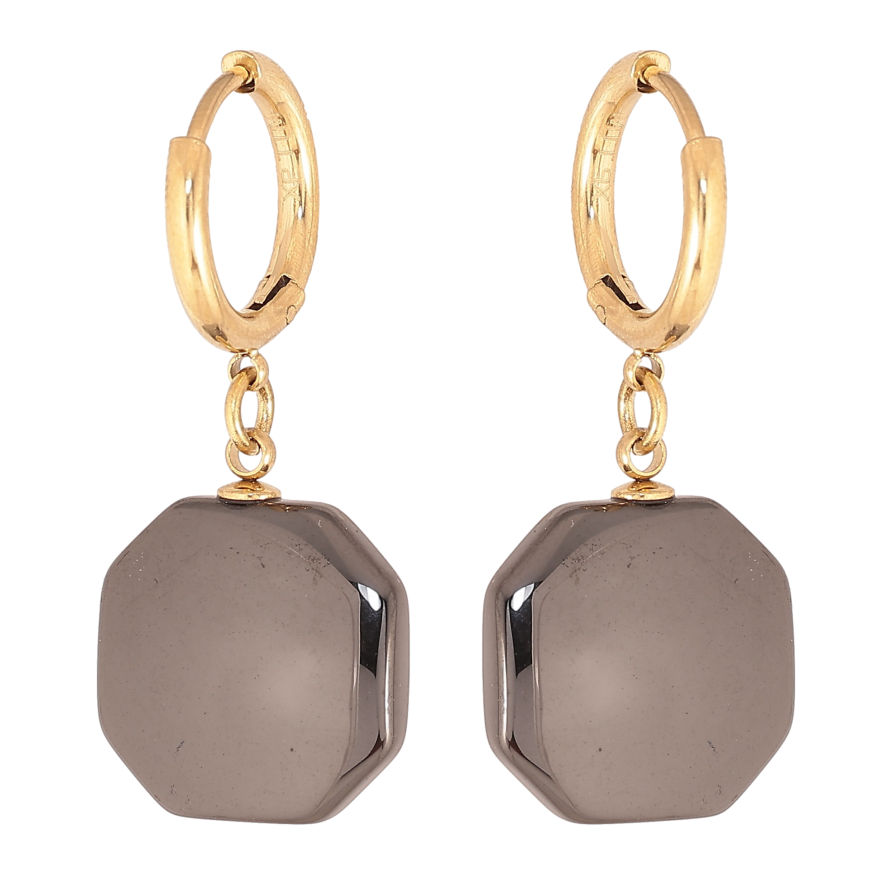 Сережки Xuping TTM Stainless Steel колір 14К підвіски на колечках "Підвіски з чорної кераміки" фото №1 Сережки Xuping TTM Stainless Steel колір 14К підвіски на колечках "Підвіски з чорної кераміки" фото №1