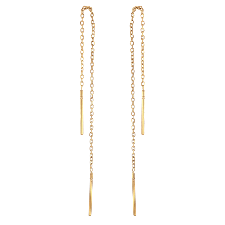 Серьги Xuping TTM Stainless Steel цвет 14К протяжки "Цепочки" фото №1 Серьги Xuping TTM Stainless Steel цвет 14К протяжки "Цепочки" фото №1